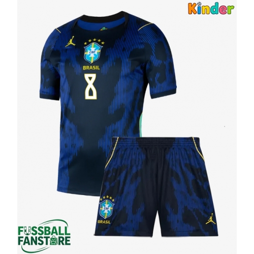 Brasilien Bruno Guimaraes #8 Replik Auswärtstrikot Kinder WM 2026 Kurzarm (+ Kurze Hosen)